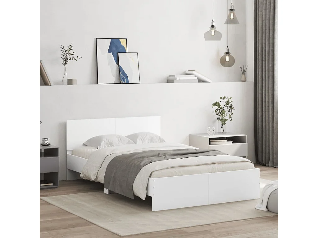 Cadre de lit sans matelas blanc 135x190 cm