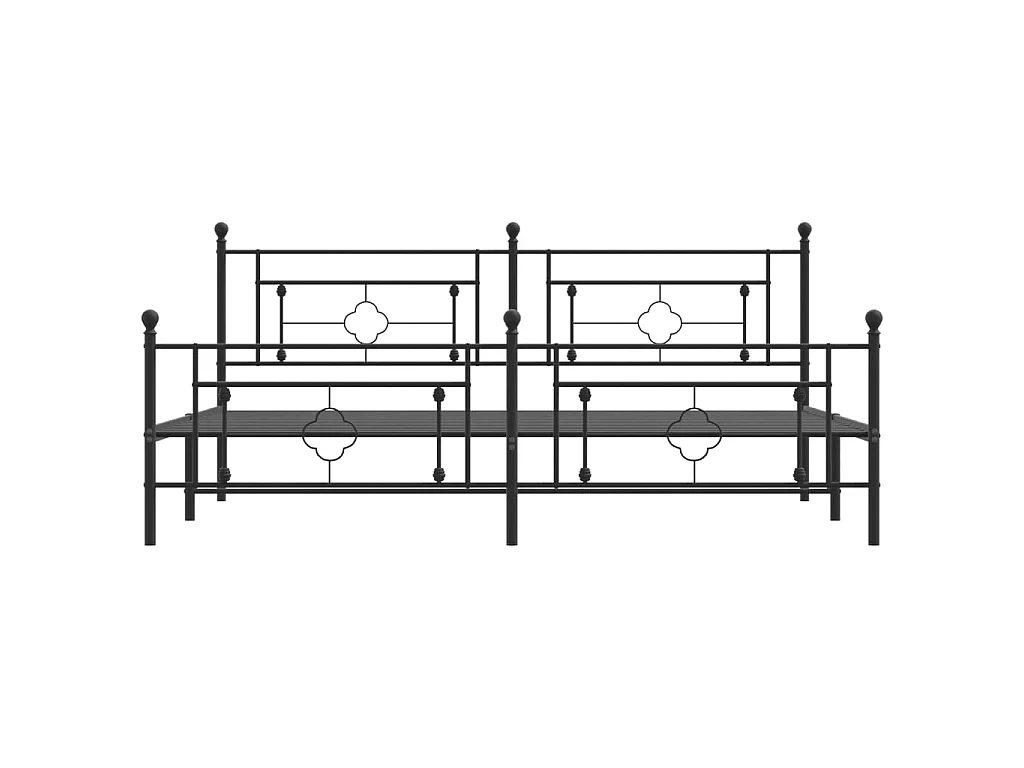 Bettgestell mit Kopf- und Fußteil Metall Schwarz 200x200 cm