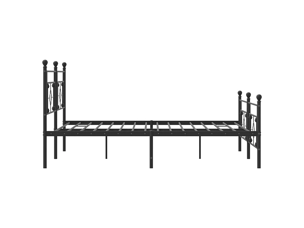 Bettgestell mit Kopf- und Fußteil Metall Schwarz 200x200 cm