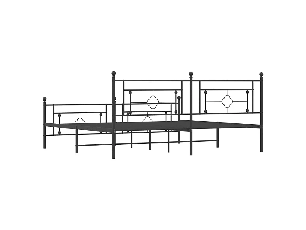Bettgestell mit Kopf- und Fußteil Metall Schwarz 200x200 cm