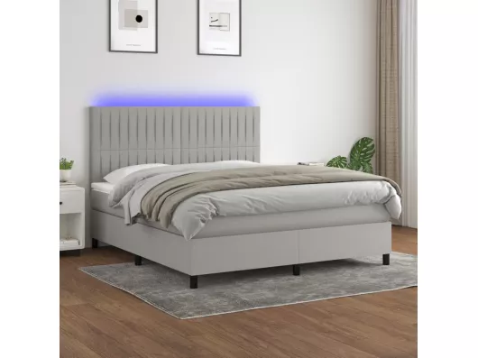 Kauf Unique Boxspringbett mit Matratze & LED Hellgrau 160x200 cm Stoff