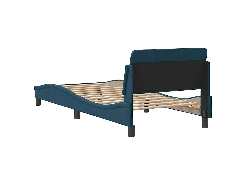 Cadre de lit avec tête de lit Dover bleu 90x200 cm velours