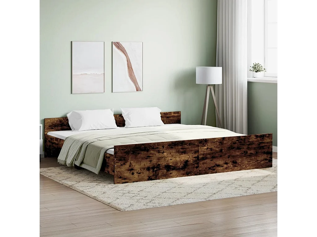 Giroletto con Testiera e Pediera Rovere Fumo 200x200 cm