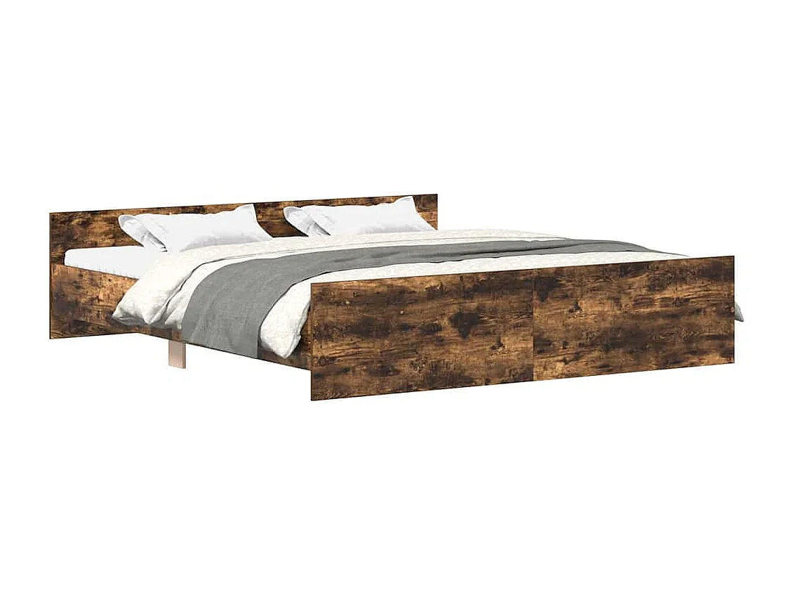 Estructura de cama con cabecero piecero roble ahumado 200x200cm