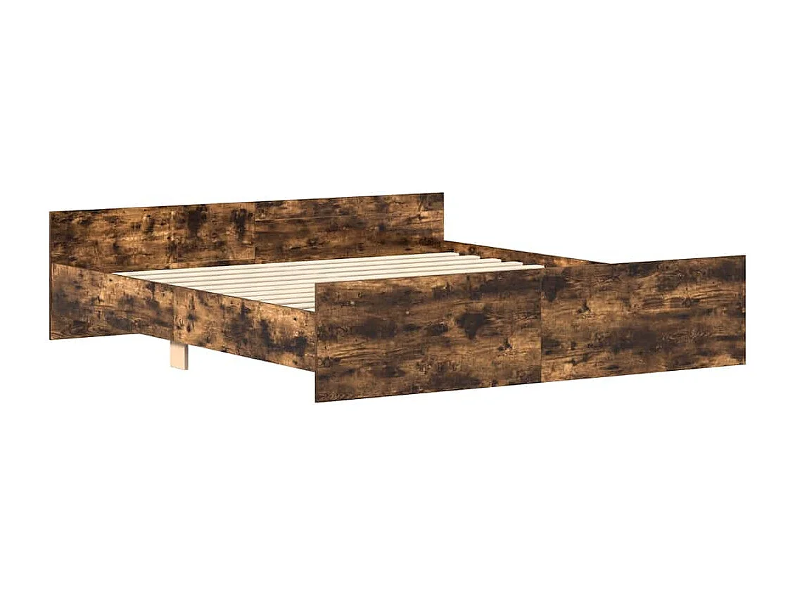 Estructura de cama con cabecero piecero roble ahumado 200x200cm