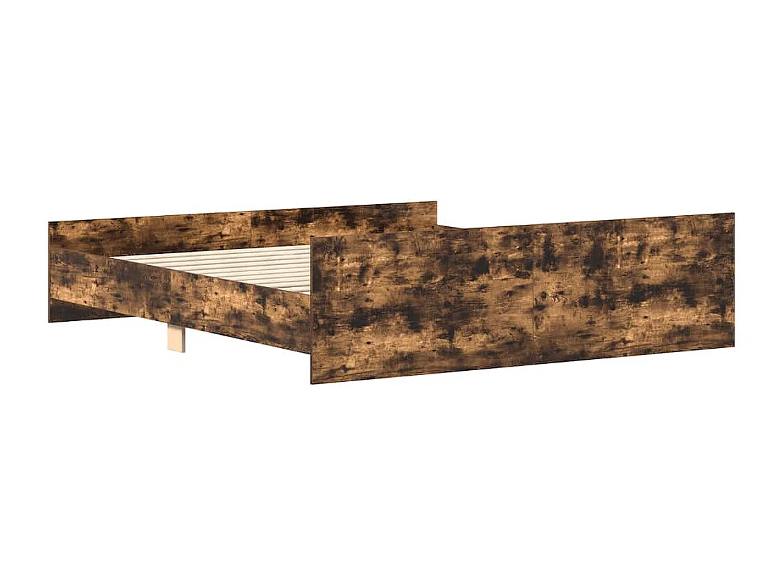 Estructura de cama con cabecero piecero roble ahumado 200x200cm