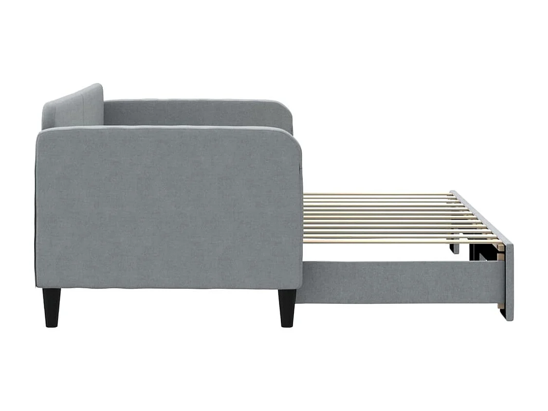 Slaapbank met onderschuifbed 80x200 cm stof lichtgrijs