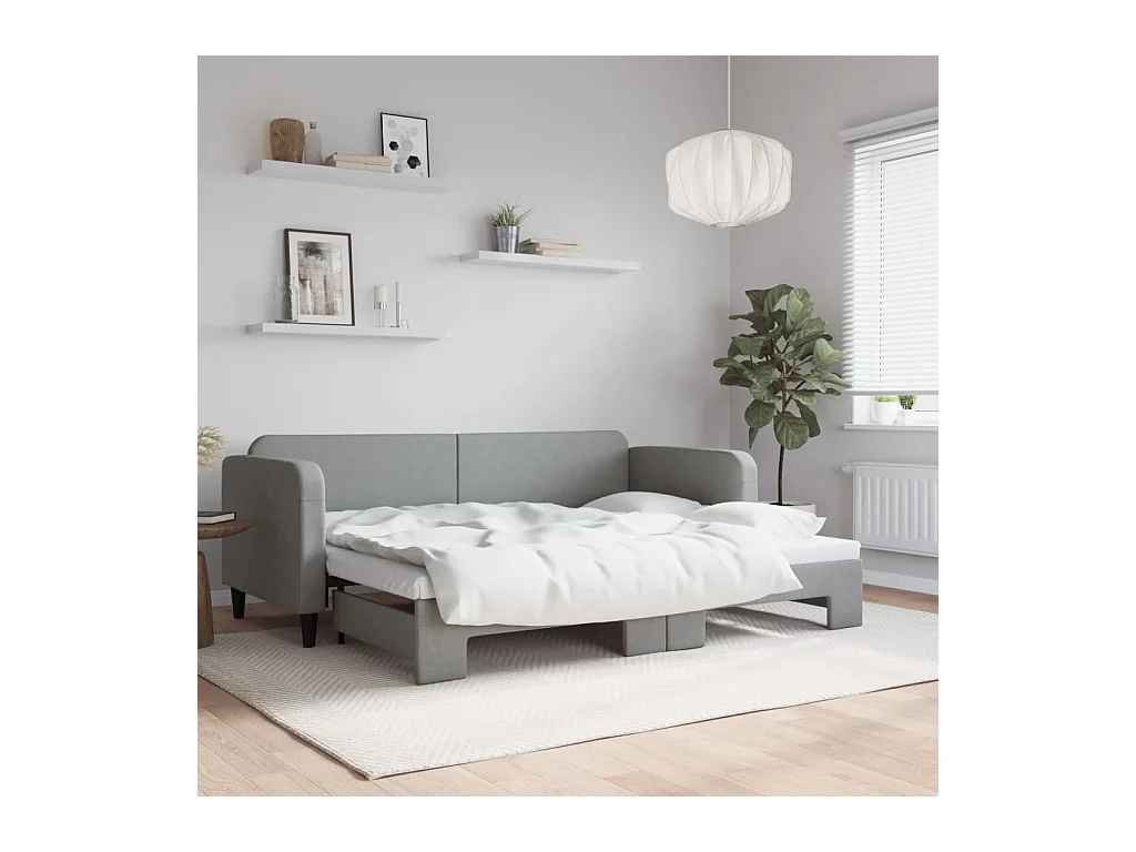 Lit de jour avec gigogne sans matelas gris clair 80x200 cm