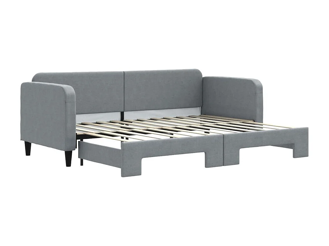 Slaapbank met onderschuifbed 80x200 cm stof lichtgrijs