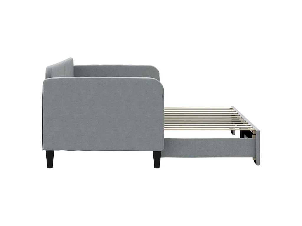 Slaapbank met onderschuifbed 80x200 cm stof lichtgrijs