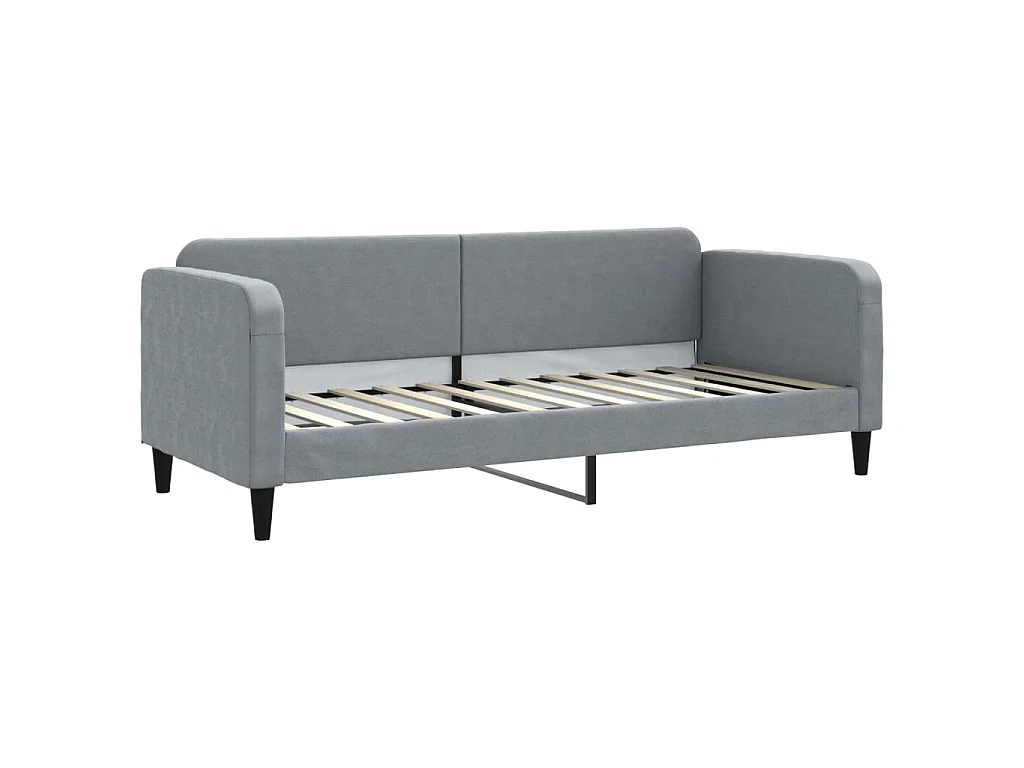 Slaapbank met onderschuifbed 80x200 cm stof lichtgrijs