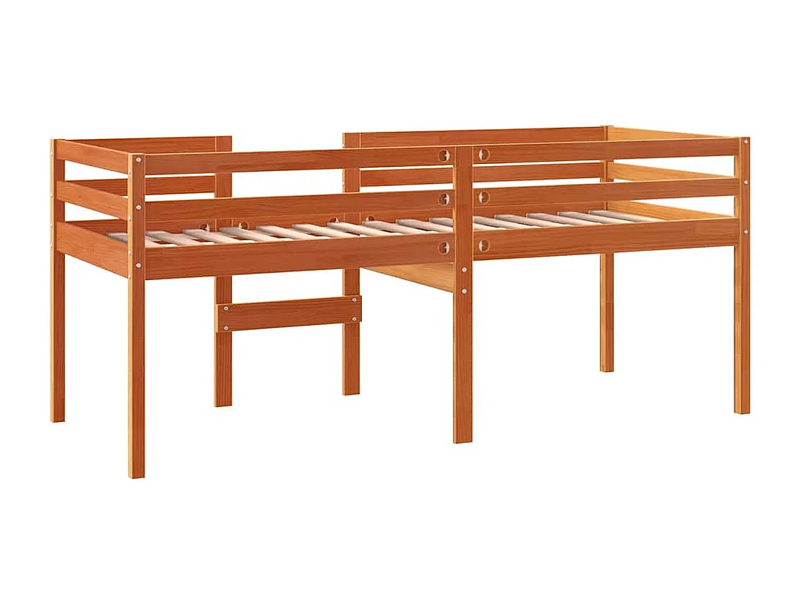 Lit haut sans matelas cire marron 90x200 cm bois massif