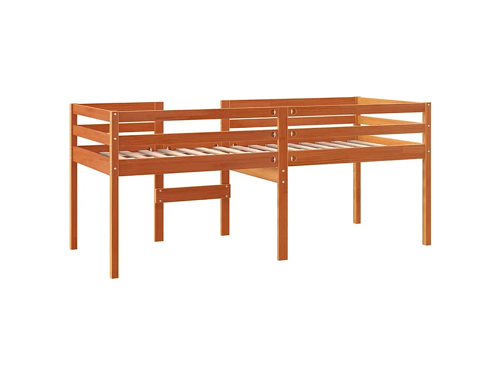 Hoogslaper massief grenenhout wasbruin 90x200 cm