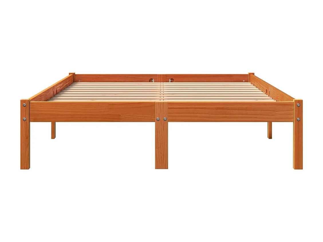 Cadre de lit sans matelas cire marron 120x200cm bois pin massif