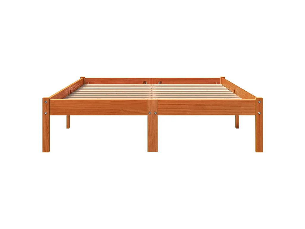Cadre de lit sans matelas cire marron 120x200cm bois pin massif