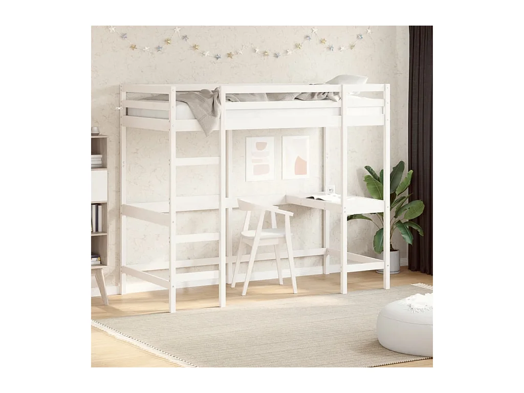 Lit superposé sans matelas blanc 90x200 cm bois de pin massif