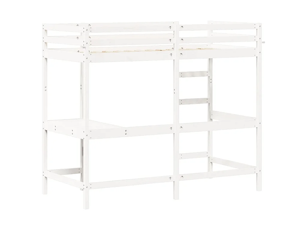 Lit superposé sans matelas blanc 90x200 cm bois de pin massif