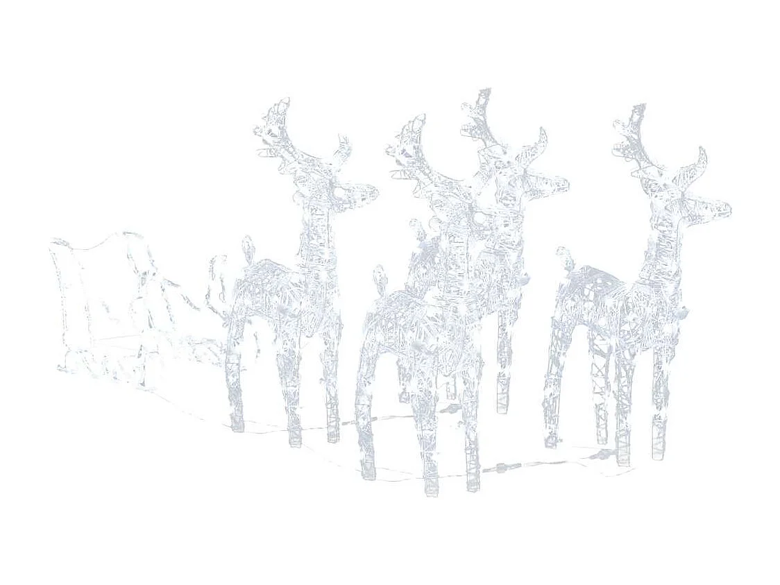 Décoration de Noël Rennes et traîneau 280x28x55 cm Acrylique