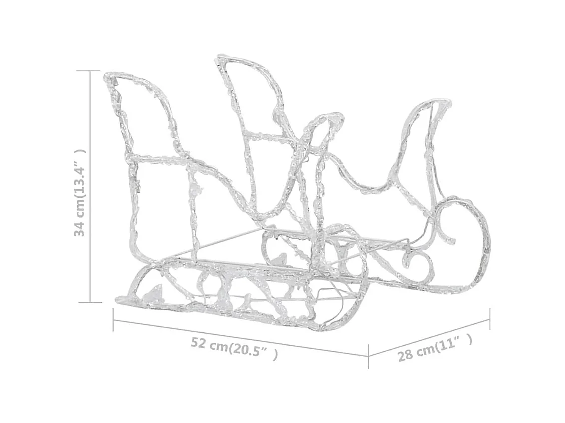 Décoration de Noël Rennes et traîneau 280x28x55 cm Acrylique