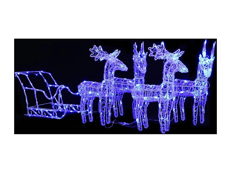 Kerstdecoratie rendieren en slee 280x28x55 cm acryl