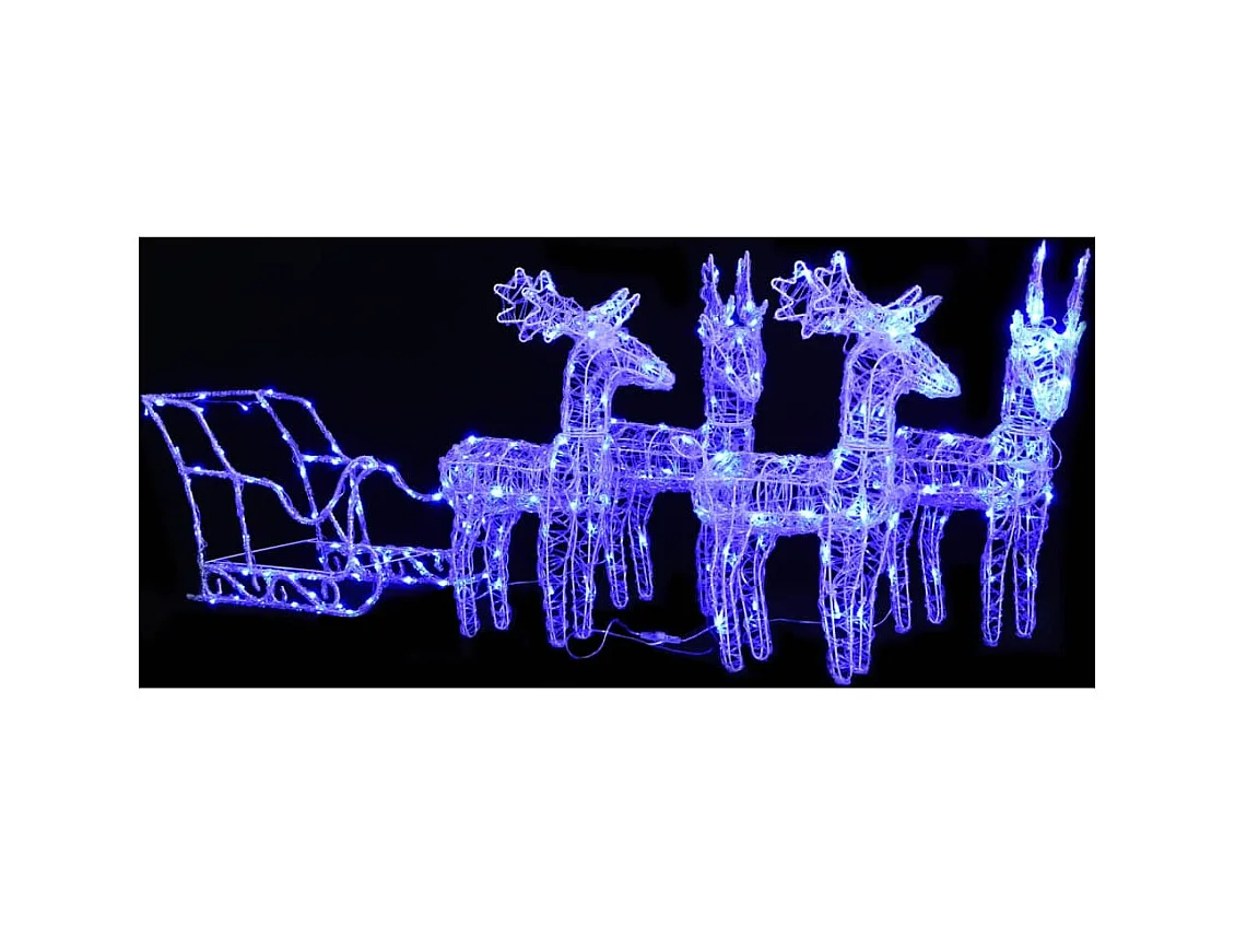 Kerstdecoratie rendieren en slee 280x28x55 cm acryl