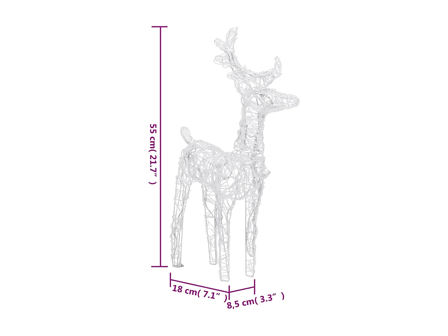 Kerstversiering rendieren en slee 160 LED's 130 cm acryl