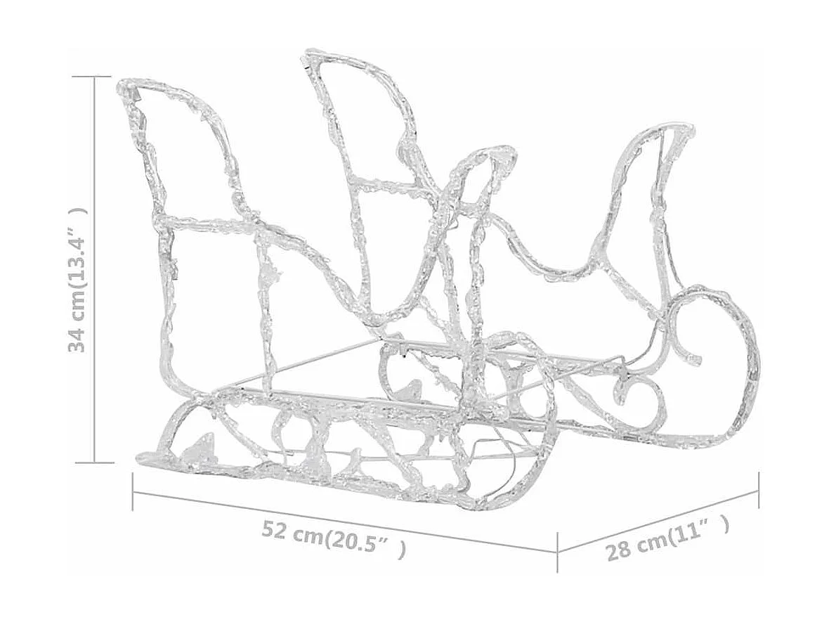 Décoration de Noël Rennes et traîneau 160 LED 130 cm Acrylique