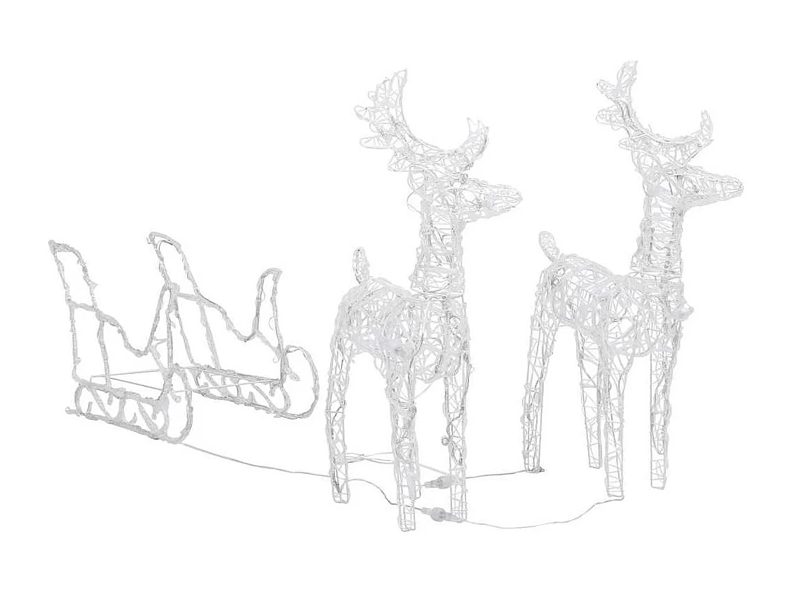 Décoration de Noël Rennes et traîneau 160 LED 130 cm Acrylique