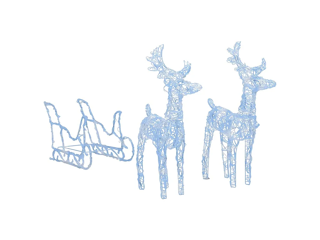 Décoration de Noël Rennes et traîneau 160 LED 130 cm Acrylique