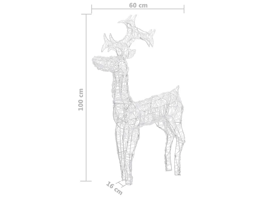 Kerstdecoratie rendieren 90 LED's 60x16x100 cm acryl