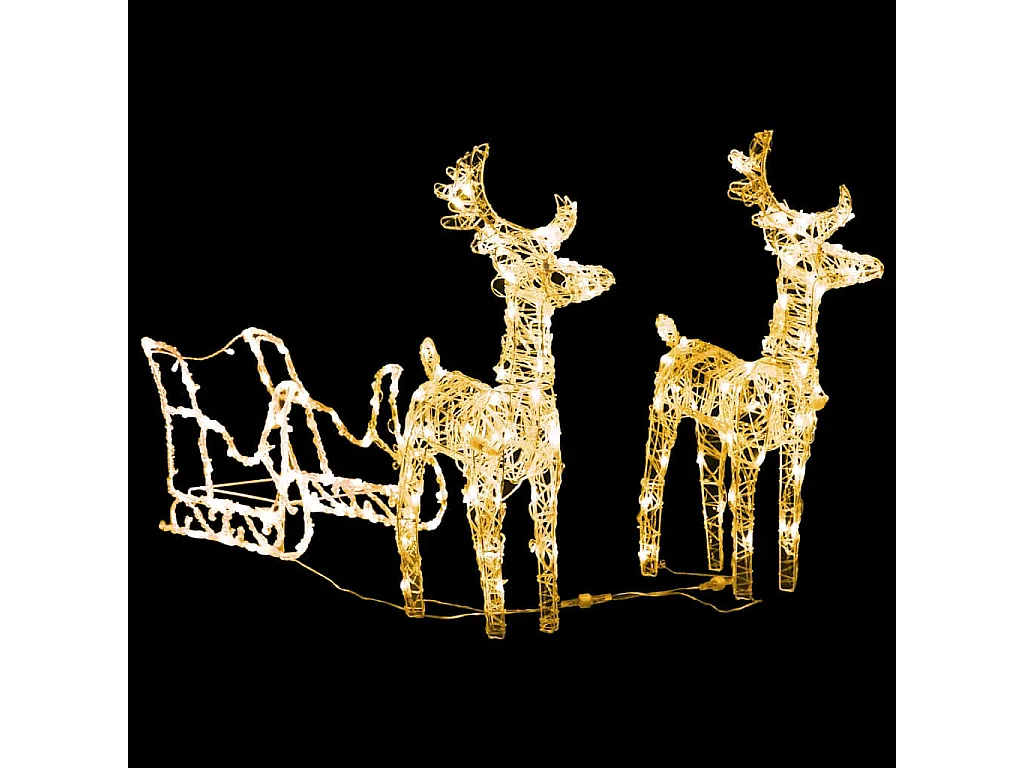 Décoration de Noël Rennes et traîneau 160 LED 130 cm Acrylique