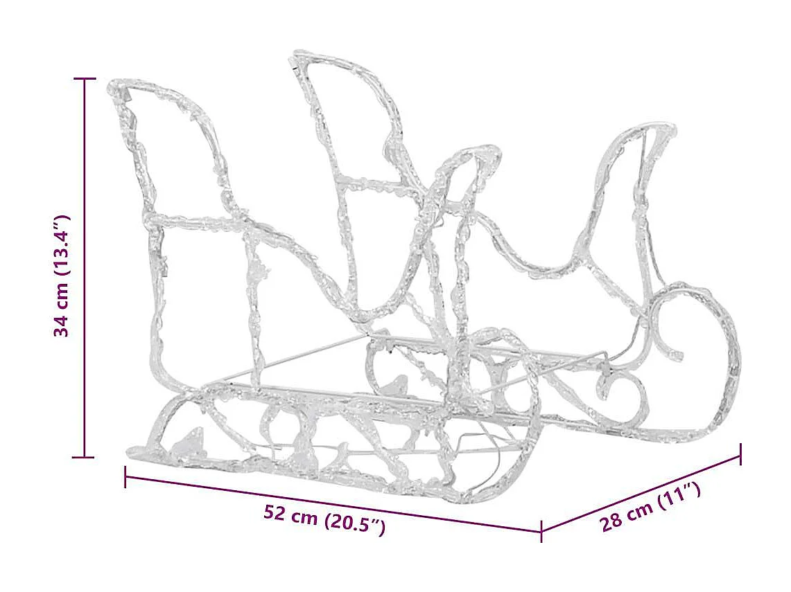 Décoration de Noël Rennes et traîneau 160 LED 130 cm Acrylique