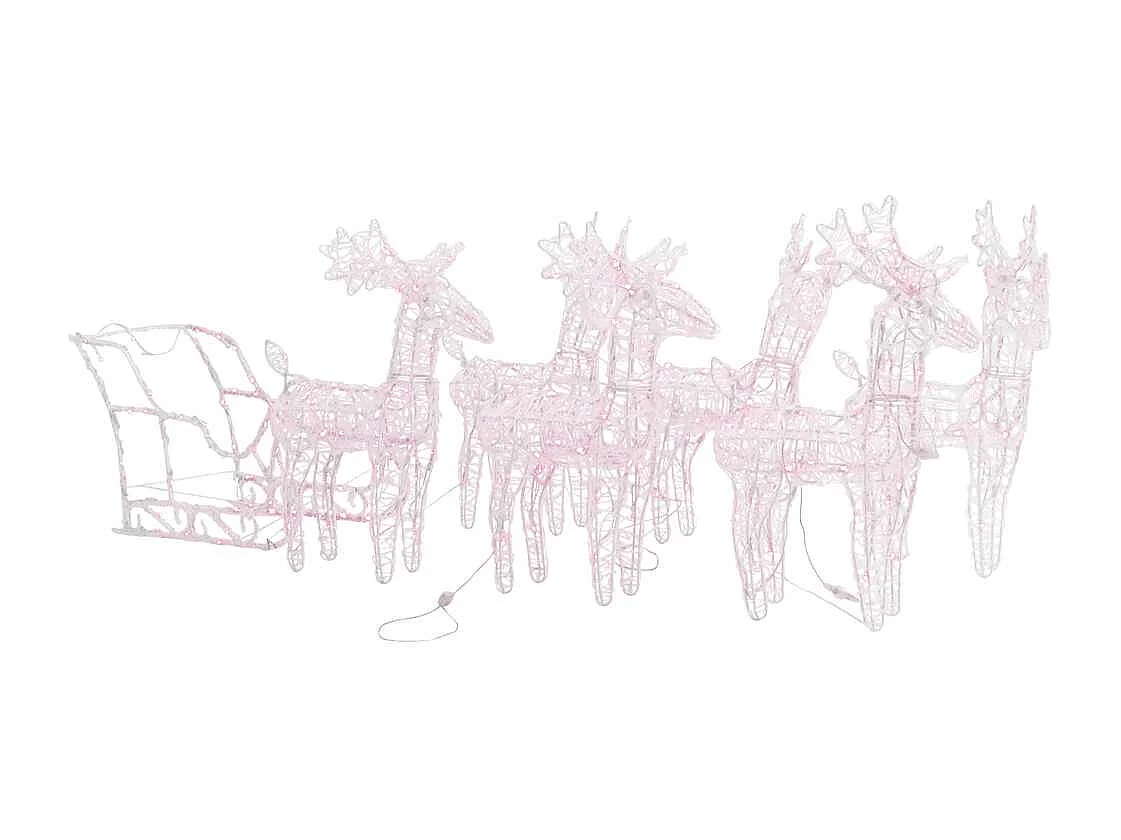 Weihnachtsdekoration Rentiere & Schlitten 280x28x55 cm Acryl