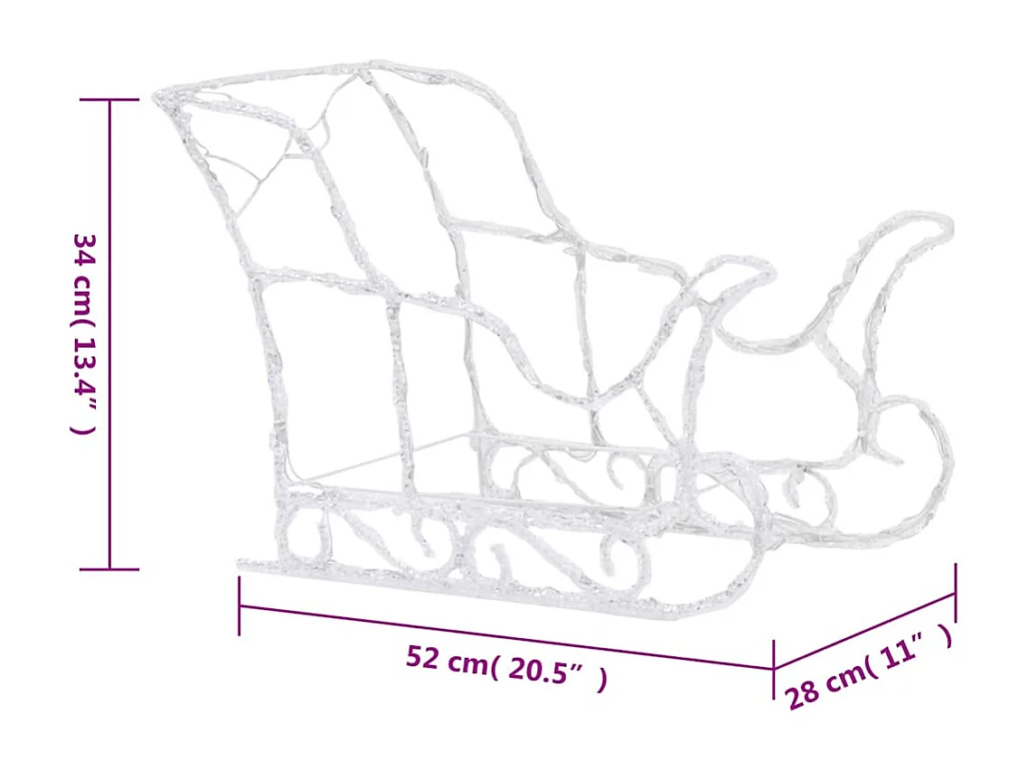 Weihnachtsdekoration Rentiere & Schlitten 280x28x55 cm Acryl