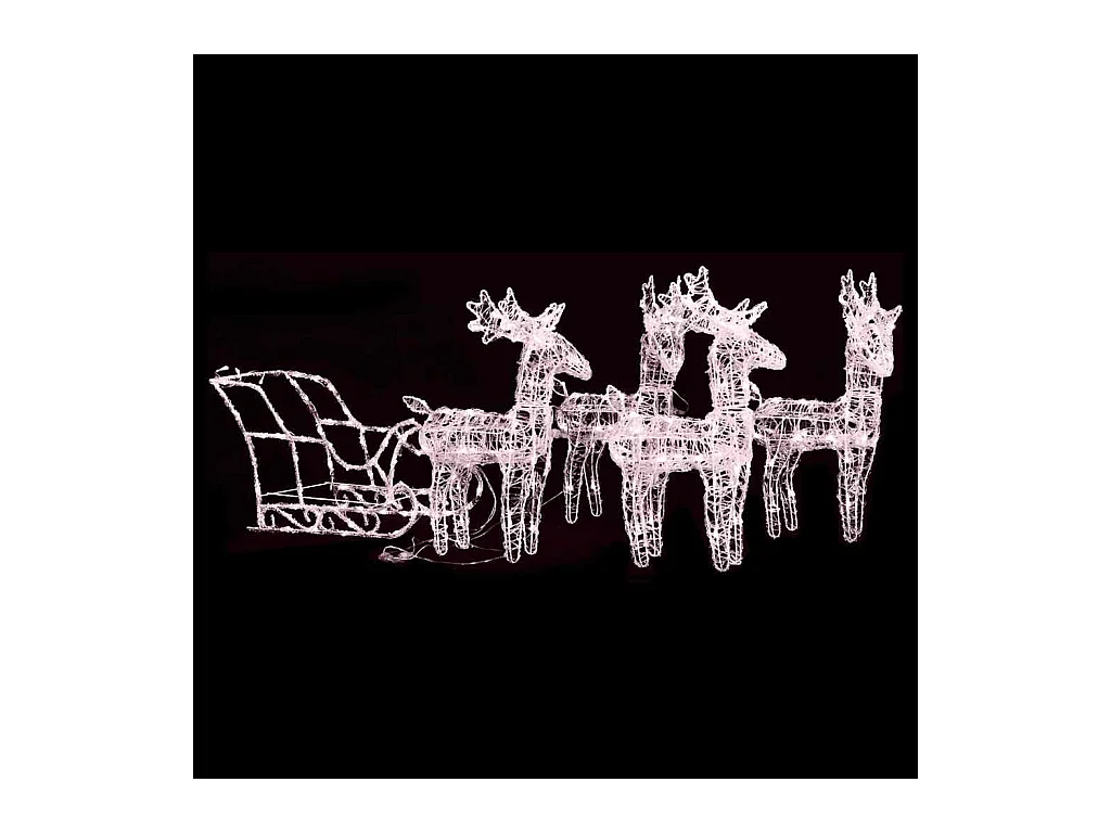 Décoration de Noël Rennes et traîneau 280x28x55 cm Acrylique