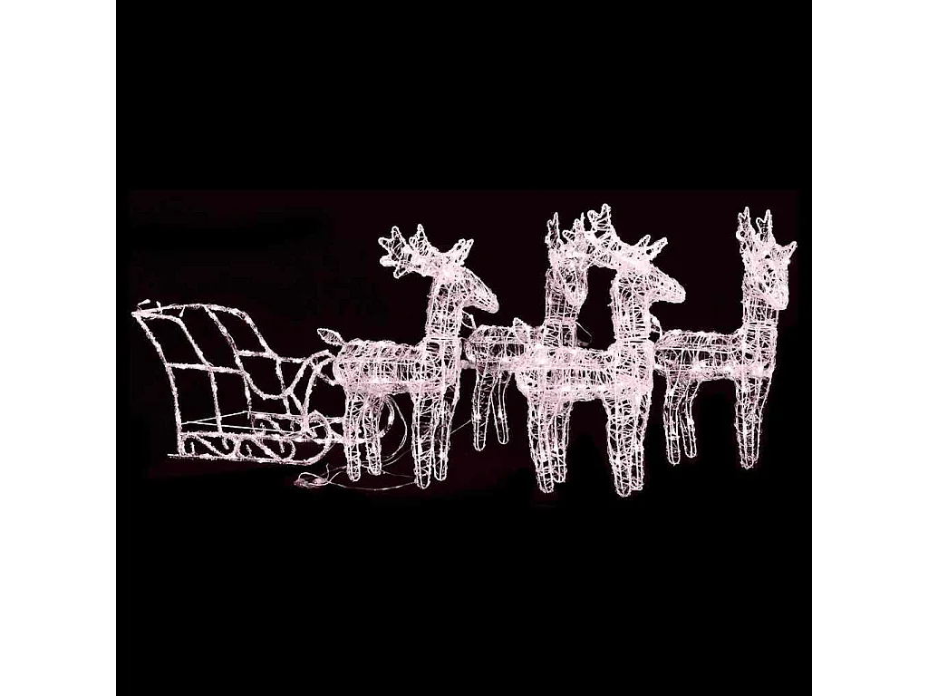 Kerstdecoratie rendieren en slee 280x28x55 cm acryl