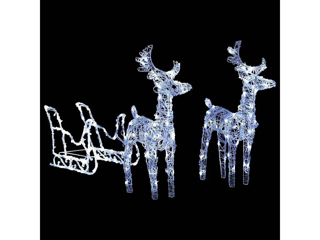 Decoração de Natal renas/trenó 160 luzes LED 130 cm acrílico