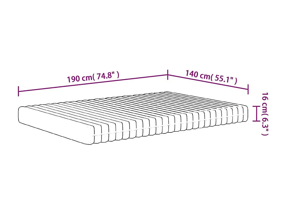 Matelas en mousse moyennement doux 140x190 cm