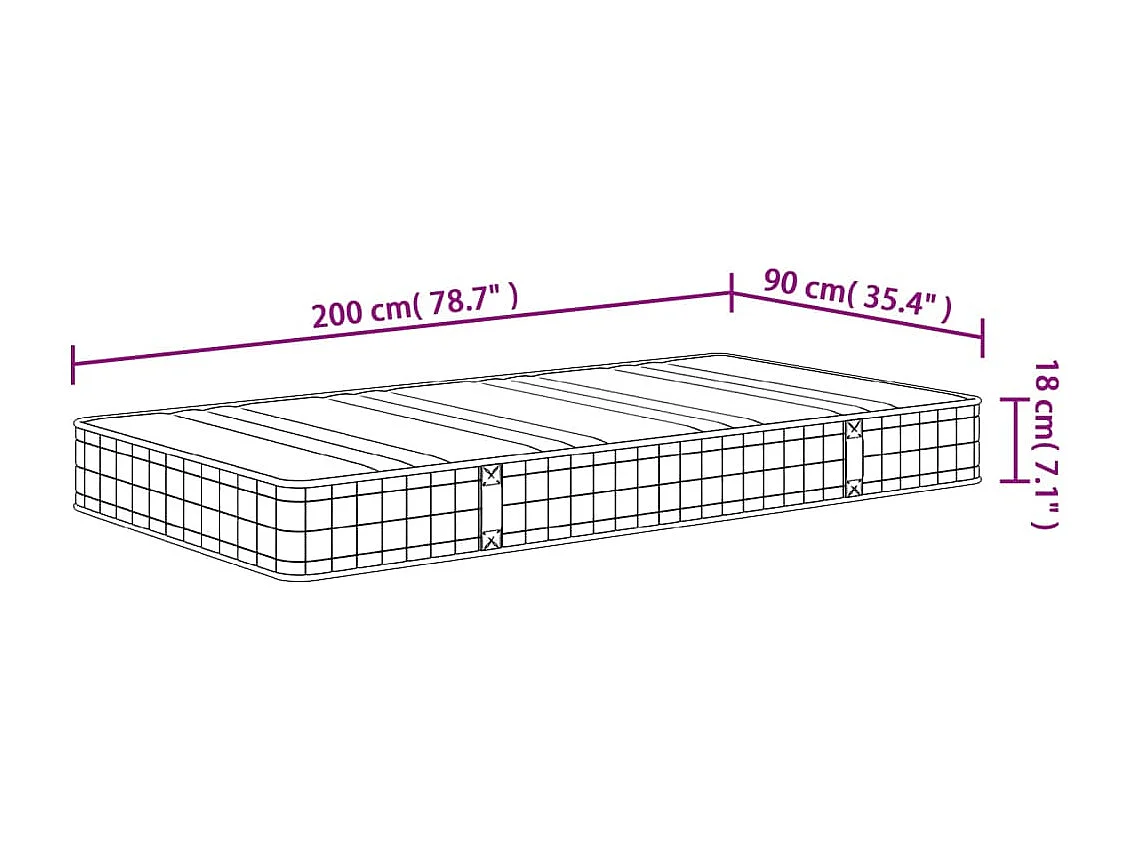 Matelas à ressorts bonnell moyen 90x200 cm
