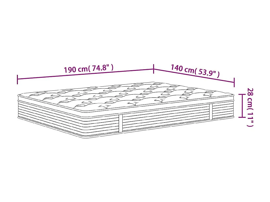 Pocketveringmatras middelhard 140x190 cm
