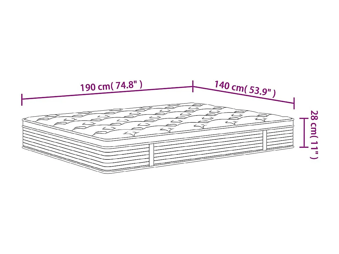 Pocketveringmatras middelhard 140x190 cm