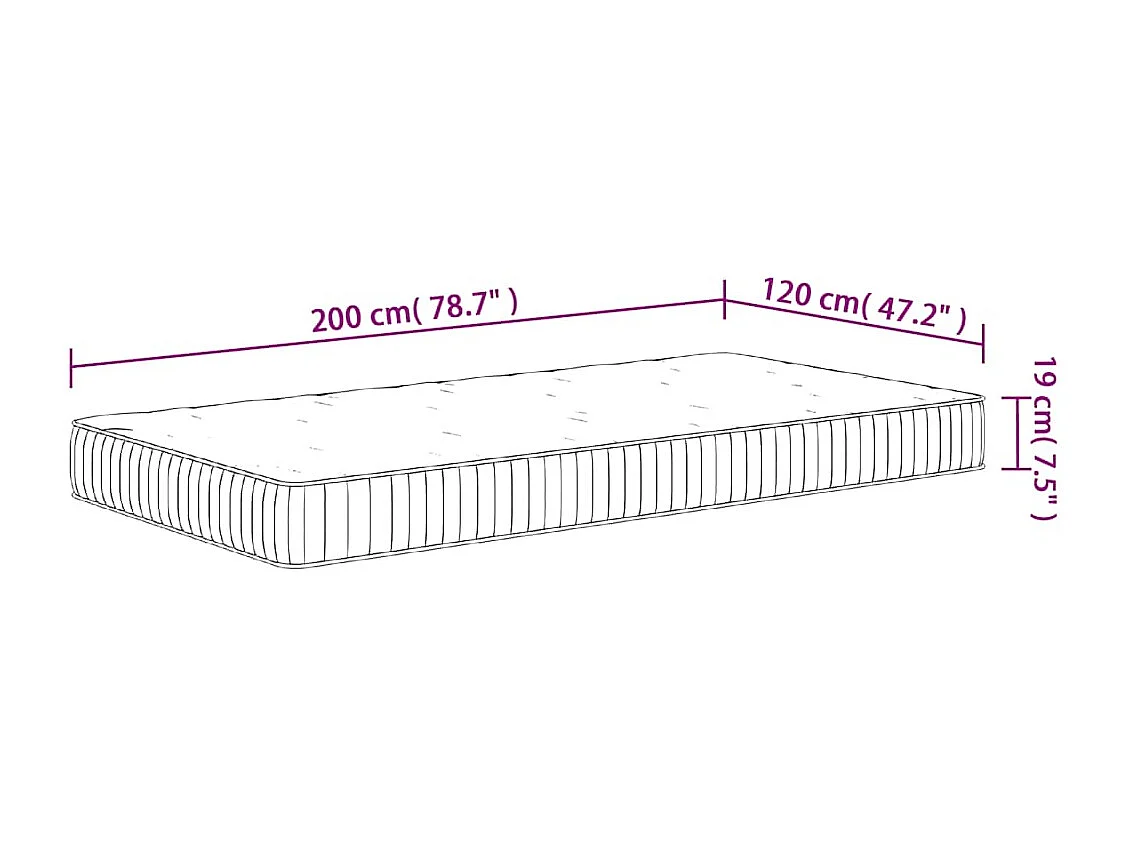 Matelas à ressorts ensachés moyen 120x200 cm