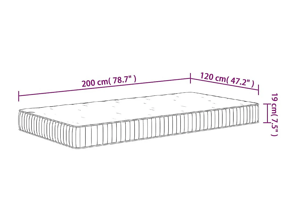 Matelas à ressorts ensachés moyen 120x200 cm