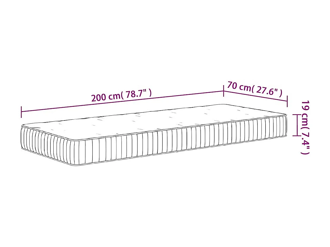 Pocketveringmatras middelhard 70x200 cm