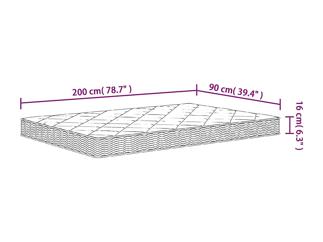 Matelas en mousse moyennement doux 90x200 cm