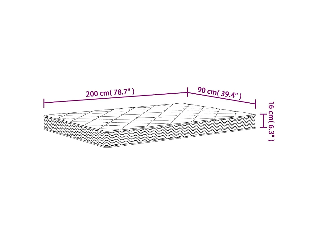 Matelas en mousse moyennement doux 90x200 cm