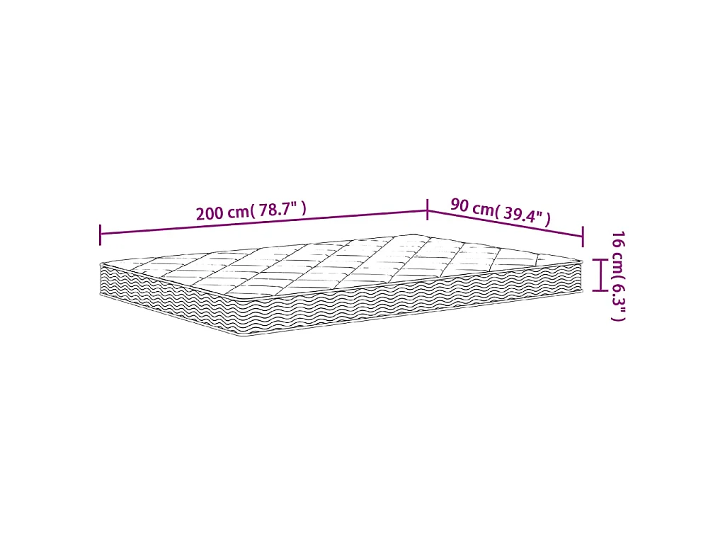 Matelas en mousse moyennement doux 90x200 cm