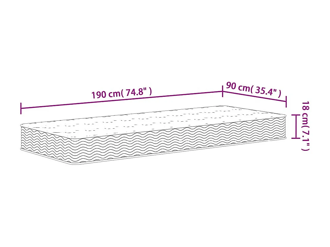 Matelas à ressorts bonnell moyen 90x190 cm