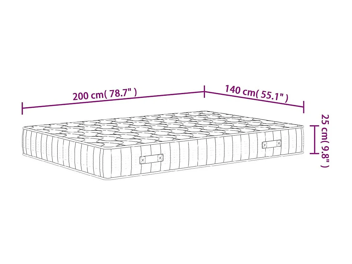 Matelas à ressorts ensachés dureté moyenne 140x200 cm