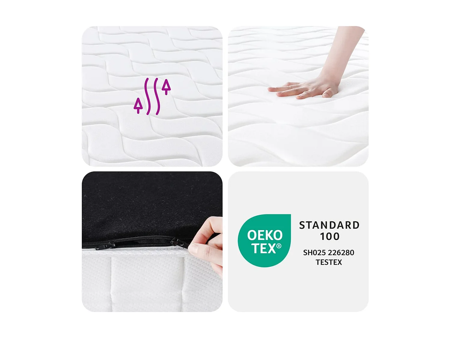 Matelas à ressorts ensachés dureté moyenne 140x190 cm
